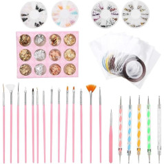 Nagel-Dotting-Stift, Strass-Dekoration, Nail-Art-Pinsel, Alufolie, Papier, Maniküre-Werkzeug-Set