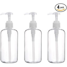 Yebeauty Pump Bottle Dispenser, 4 Pack 300ml Plastic Dish Lotion Soap Dispenser Transparent Liquid Shampoo Container for Bathroom Kitchen Hotel Shower Gel