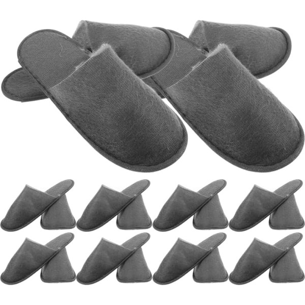 Milisten 10 Pairs of Slippers for Guests Disposable Spa Slippers Non-Slip Universal Home Slippers Living Room Shoes for Women Men Hotel Sauna Massage Grey