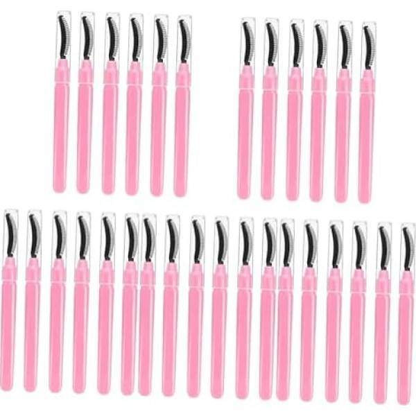 MAGICLULU Pack of 30 Eyelash Brush, Eyelash Comb, Makeup Brush, Tool, Eyebrow Brush, Eyelashes for Eyelash Extensions, Soft Head, Beauty Tools, Adjustment, Travel, Mascara, Pink