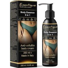 Anti-Cellulite Cream Firming 5-in-1 - Caffeine, Aescin, Hyaluronic Acid, Collagen - Body Treatment Drainage Anti-Orange Skin Legs Thighs Buttocks - 200 ml - Made in Italy - Esentique