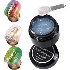 Sculpture Gel No Wipe 15g - Nail Art Modelling Gel Smooth Effect Rhinestone Glue Salon & Home Natural Look