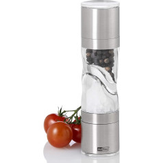AdHoc DUOMILL PURE MINI MP901 Pepper and Salt Double Mill, Ceramic Grinders (without Spice), Stainless Steel / Acrylic