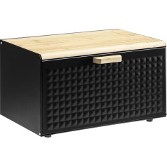 Navaris Bread Bin Metal Large Black – Bread Box Kitchen with Bamboo Lid – Practical Storage Bread – Bread Storage Box – Bread Box – Bread Storage Modern