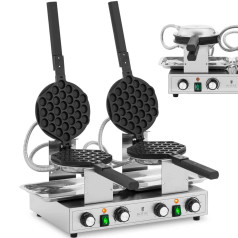 Dubultā burbuļvafeļu cepeškrāsns burbuļvafelēm TEFLON 2 x 1400 W