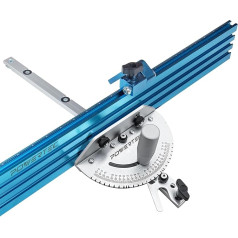 POWERTEC 71391 Table Saw Precision Mitre Gauge System 24 x 3 Inch Multi-Quiet Fence with 27 Angle Stops