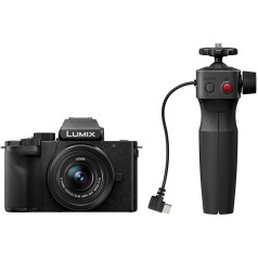 Panasonic Lumix DC-G100DVEGK Micro Four Thirds Mirrorless Camera with Lumix G Vario 12-32mm F3.5-5.6 Lens & DMW-SHGR2 Tripod Handle, 20.3MP, 4K 30p/FHD 60 Video, Vlog Cam, USB-C Charging, Black