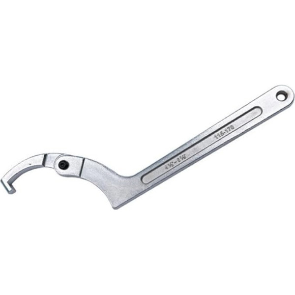 Verstellbarer Halbmond-Hakenschlüssel, Werkzeug für Motorrad-Stoßmuttern und Wasserzählerabdeckungen, mit runden und quadratischen Köpfen für verschiedene Mutternarten (115-170 Vierkantkopf)