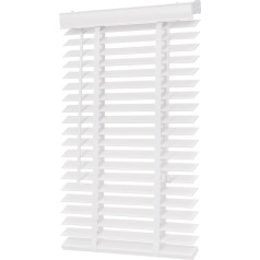 Sekey Venetian Blind, Wooden Venetian Blind, 50 mm, Real Wood, Adjustable Blind, 60 x 200 cm, White