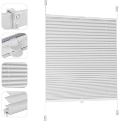 Sekey Pleated Blind, No Drilling Blackout, Window Pleated Blind Klemmfix Blind, 60 cm Wide, Tensioned Opaque Sun Protection Window Blind, 60 x 150 cm, White