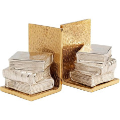 Kare Corner Design Bookends (Set of 2), Gold/Silver, Decorative Object, Accessory, Book Motif, Aluminium Frame, Room Decoration, Living Room, Home Office, Handmade, 23 x 15 x 12 cm (H x W x D)