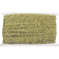 {91) 20 cm Long Golden Tinsel Halloween Garland Ribbon Christmas Mini Thin Metallic Foil Twisted Fluffy Christmas Ribbon with Wire for Sewing Making Gift Wrapping