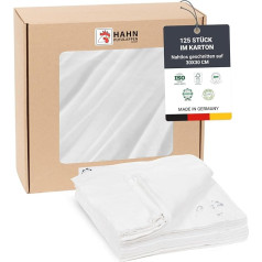 Hahn Putzlappen® Jersey Polo Cotton White [Pack of 125] - 30 x 30 cm - Thin, Absorbent & Durable - For Workshop, Household & Car - 100% Recycled - Made in Germany