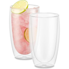 Bodum 4560-10 pavina Espresso glasses set, double-walled, insulated, mouth-blown, 2-part, 0.45 L, transparent