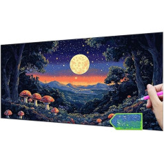 Diamond Painting Moon Mushroom, 5D Diamant Painting Bilder Erwachsene Groß, Diamond Painting Set for Adults and Kinder Beginners, DIY Mosaic Making Craft Set for Home Wall Decoration 20x40 cm T-1269