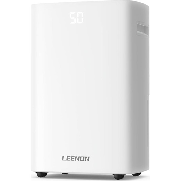 LEENON Dehumidifier 25L/24H, Electric Dehumidifier with Laundry Drying, 2.5L Tank, Timer, Double Drain, Rotating Wheel, 125 m³/50 m², Room Dehumidifier for Bathroom, Bedroom, Basement