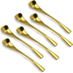 LELE LIFE Demitasse Espresso Spoon, 18/10 Stainless Steel Mini Coffee Spoon, 12.5 cm, Small Teaspoon, Coffee Mixing Spoon, Gold, 6 Pack