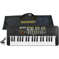 Bontempi KeyRhythm Digital Keyboard Piano with 37 Keys, 2 cm Pitch, Headphone Jack, Pentagram Stripes, Metronome and Transposer, 52 x 19.5 x 5 cm