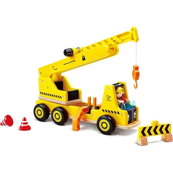 Hape Mobile Crane & Construction Site Set, Extendable Crane Arm, Role Play for Kids, Wood, from 2 Years