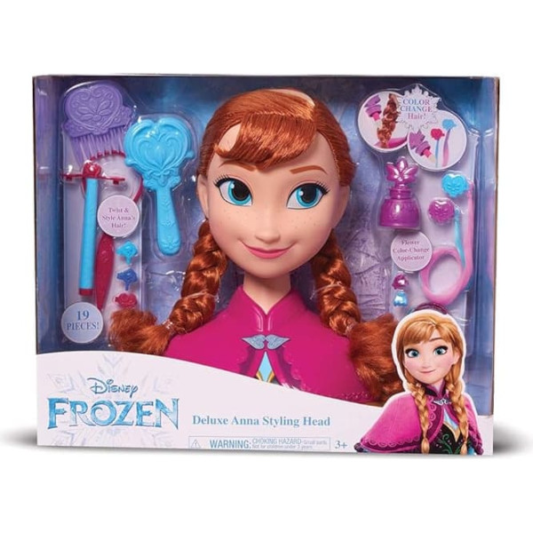 Frozen Anna Deluxe Hairdressing Head 19 Pieces Hair Changing Hair Toy for Children Aged 3+ FRN80
