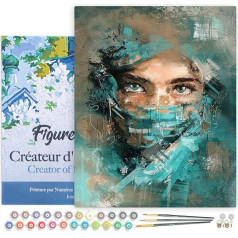 Figured'Art Painting by Numbers Adults with Frame Captivating Look - Paint by Numbers Craft DIY Craft Set 40 x 50 cm Canvas Stretched on Wooden Frame