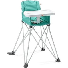 Bright Starts Pop 'N Dine Portable Highchair Indoor/Outdoor Dining Tray Easy Fold Unisex Teal 6 Months +