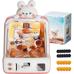 Dinosaur Tabletop Basketball Shooting Game Toy, Mini Dinosaur Table Basketball Game, Interactive Finger Basketball Game with Dot Display, Mini Balls and Coins, for Office, School and Home (Rabbit)