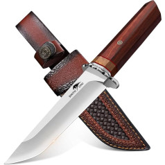 SMITH CHU Outdoor Knife M390 Steel, Japanese Camping Knife with Leather Sheath, Sharp and Portable Survival Tools, Christmas Gifts for Men