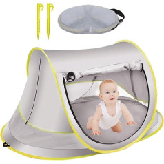 Pop Up Beach Tent, Baby Beach Tent with Pool, Portable Baby Beach Tent, UV Protection, Baby Parasol Tent with Storage Bag, Waterproof Sun Shelter Camping Tent for Picnic, Garden (Grey, Large)
