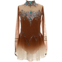 Eiskunstlauf-Kleid For Damen, Langärmelig, Handgefertigter Eisschnelllauf-Anzug For Urlaubsshows