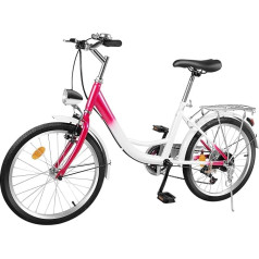 20 Inch 6-Speed Children's Bicycle, Ultralight Aluminium Bike, Outdoor Folding Bike, Boys Girls Bicycle Gifts, Height-Adjustable Seat for 12-16 Years Children, Pink White