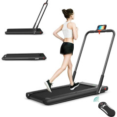 DREAMADE 2-in-1 Folding Treadmill with Remote Control, LED Display, Mobile Phone Holder and Bluetooth, Home Treadmill with Adjustable Speeds, 1-12 km/h, 120 kg Load Capacity