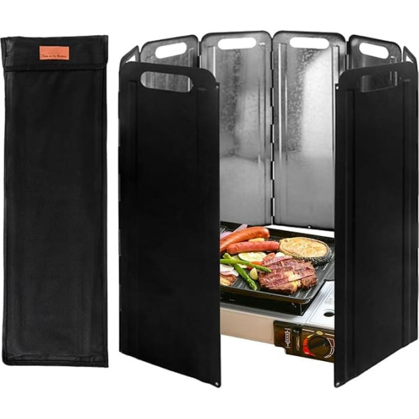 Stove Windshield Foldable Portable 40x120cm High Temperature Resistant Galvanised Iron Sturdy Lightweight Wind Shield for BBQ Picnic Outdoor Cooking
