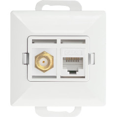 Viena F tipa kontaktligzda + 1xRJ45 Cat6 Pearl kontaktligzda, TV/F+RJ45/P, balta