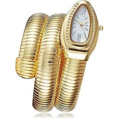 Golden Women's Watch - Elegant White Dial with Snake Strap Design - Stylish Accessory at Competitive Price
