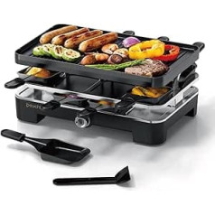 Muchen Raclette 8 Person Raclette Grill Table Grill Electric 8 Pans 8 Scrapers 1200 W Non-Stick Coating Adjustable Temperature Electric Grill BBQ Grill Raclette for 8 People