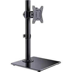 ErGear Monitor Mount for 13-32 Inch Plat/Curved Screen, Monitor Stand Mount with Hardened Glass Base, Monitor Stand Height Adjustable with Tilt ±45° Swivel ±45° Rotate 360° VESA 75/100