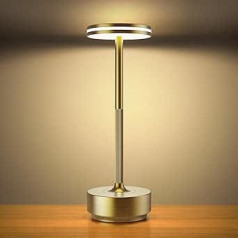 Hapfish LED Table Lamp, Wireless Battery, 5000 mAh Touch Table Lamp, Dimmable, Table Lamps Rechargeable, 3 Colour Temperatures, Table Lamp IP54 Waterproof for Outdoor Bedside Table, Dining Table, Desk