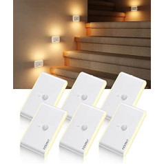 Stair Lighting with Motion Sensor - Pack of 6 Night Lights with Motion Sensor, 5 Colours RGB Stair Light, Dimmable, Night Light, USB Rechargeable for Stairs, Bedroom, Kitchen, Hallway