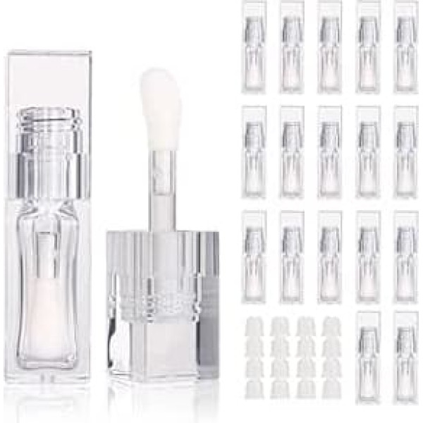 COSIDEA 18 Empty 6ml Square Clear PETG Lip Gloss Tubes for Big Deodorant Foot Stick Lip Gloss Tube Lip Oil Container