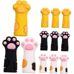 Pack of 12 Cuticle Scissors Protective Caps Made of Food-Grade Silicone Non-Slip Rounded Tip Protective and Cute Cat Paw Design Suitable for Manicure