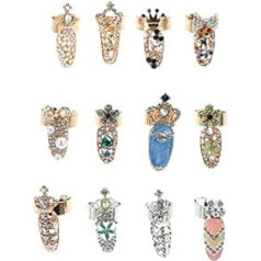 Beaupretty Party Finger Nail Decoration 24 Pieces Women's Fingernail Nail Ring Decoration Nail Rings Jewellery Crown Nail Finger Rings Ring Rhinestone Crown Fingernail Art