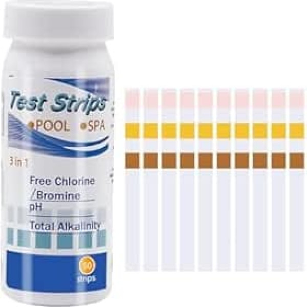 Pack of 100 Test Strips, Professional Pool Test Strips, Multi-Purpose Pool pH Test Paper for Quick Measurement of Residual Chlorine in Water Hardness Alkalinity of Water Hardness