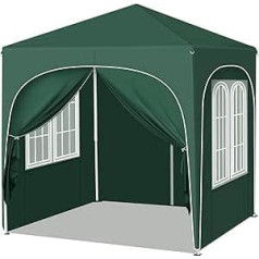 WOLTU Folding Gazebo 2 x 2 m with 4 Removable Walls - UPF 50+ Sun Protection, Windproof Metal Frame, 3-Level Height Adjustable, Portable Market Umbrella for Garden, Camping, Beach - Green