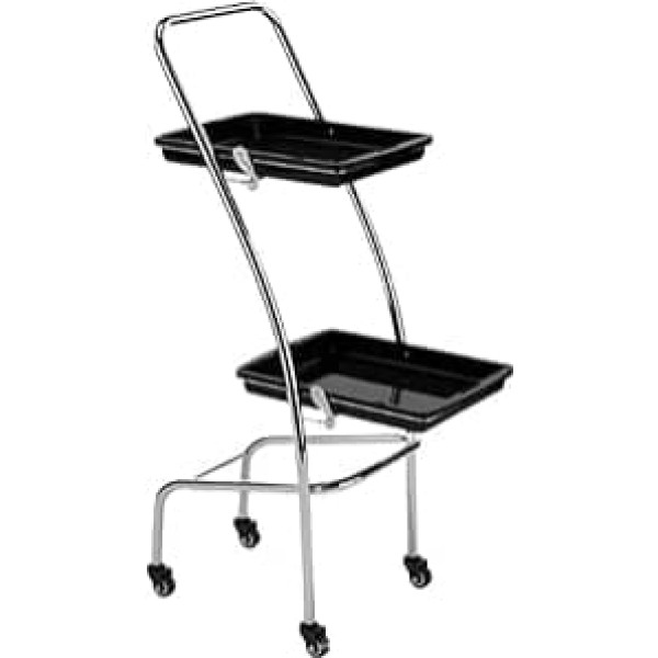 Friseurwagen 2-lagiges Salontablett Mit Rädern Tablett Rollwagen Aufbewahrungswagen for Klinik Spa Rolltablett Rollwagen(Black)