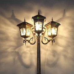 3 Lichter Traditionelle Außenleuchten wasserdichte Glasleuchten Antike Bronze Landschaftsbeleuchtung Hohe Mastpfostenleuchten(Black,320cm)