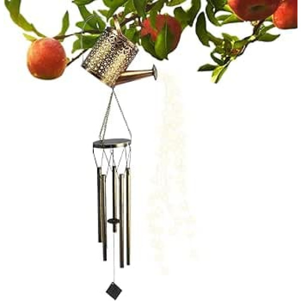 Solar Watering Can - Retro Iron Cauldron Shape Decorations with Chime Garden Solar Lights Outdoor Yard Outdoor Path Landscape Walkway Lawn Christmas House Floor