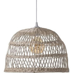 LUSSIOL Saigon Rattan Pendant Light Bulb E27 60W Natural Tone Diameter 40 x Height 20 cm Pendant Light Design for Any Indoor Boho Chic Scandinavian Hygge