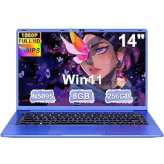 Ruzava Laptop 14 Inch FHD IPS Display, Win11, Celeron N5095 (up to 2.9 GHz), 8 GB RAM 256 GB SSD Support 1TB, 5G WiFi, USB 3.0, 5000 mAh, HDMl, Notebook PC QWERTY Keyboard - Purple