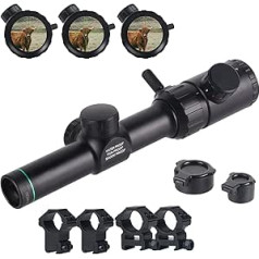Rifle Scope 1-4X20 Red/Green Tactical Optical Waterproof Rifle Scope with 20 mm & 11 mm Weaver/Picatinny Rail Mounts for Tactical Airsoft Hunting